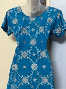 Pintrest Sky Blue Kurta With Work
