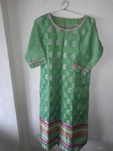 Shiny Green Net Kurta