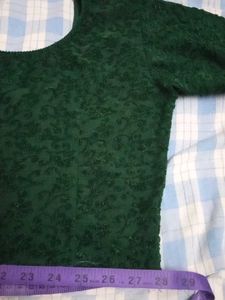 New Green velvet patterned blouse, L size