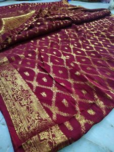 Maroon &amp; Gold Saree
