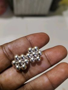 Silver Flower Ball Earrings