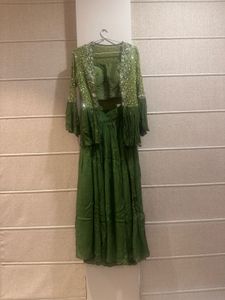 Green Plazo Choli with Jacket