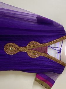 Elegant Beaded Purple Anarkali Full Set