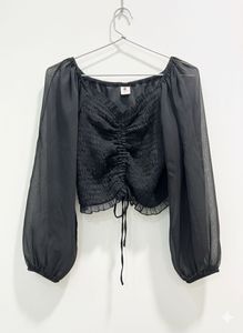 Black Sheer Sleeve Top