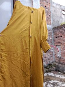 Vintage-Style Mustard Button-Down Dress