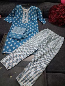 Blue Printed Kurta Set