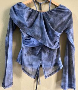 Trendy Blue Tie-Dye Top