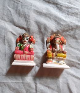 Laxmi Ganesh White Marble Idol Goddess Lokkhi &amp; God Ganesh Decorative Showpiece Lakshmi Ganesh Religious Idol &amp; Figurine Home Decor Spiritual &amp; Festive Decor Lord Ganesha Ganpati Maa Lamxi Murti Gift.