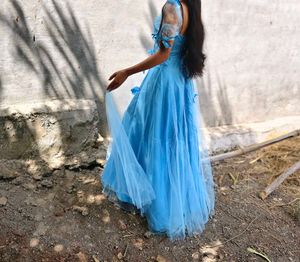 Blue Tulle Flower Girl Dress