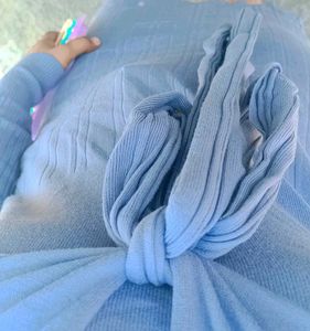 Blue Knit Midi Bodycon Dress