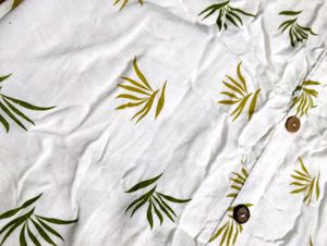 Leaf Print Button-Down Sleeveless Dress