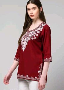 Embroidered Maroon Kurta