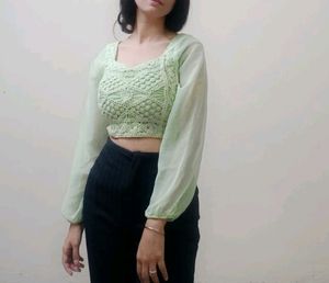 Light Parrot Colour CROP Top