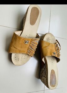Sequin Golden Party Wear Wedges