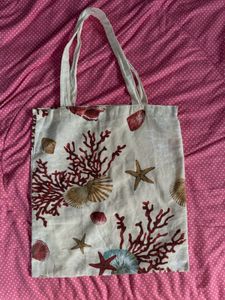 Seashell Print Tote Bag