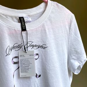 H&amp;M Coquette Printed Cropped T-shirt