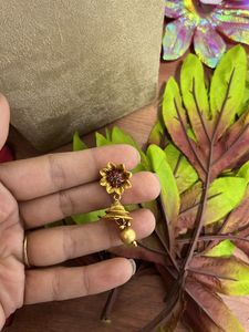 Gold Tone Flower Jhumka Earrings