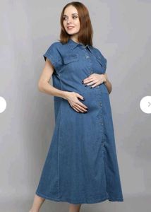 VYN Maternity Denim Shirt Dress, L Size
