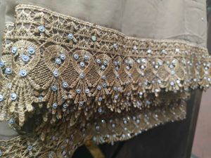 Elegant Faux Georgette Saree in Taupe/Muted Beige