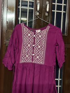 Embroidered Purple Kurta Dress