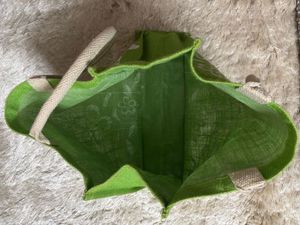 Floral Green Jute Tote Bag