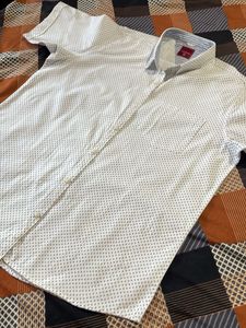 White dotted short sleeve shirt