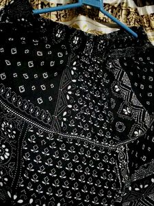 Boho Black and White Wide Leg Pant Plazo