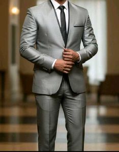 Gray Mandarin Collar Suit