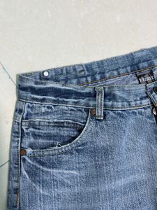 Vintage Wash Denim Jeans Embroidery Work Backside