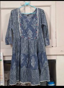 Elegant Blue Printed Short Kurta