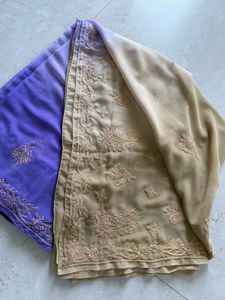 Georgette Two Shade Lucknowi Saree