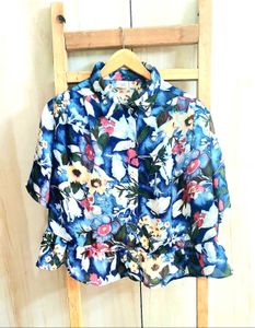 Blue Printed Top Size-44