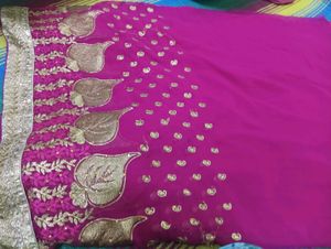 Elegant Pink Embroidered Saree