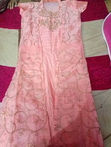 Elegant Pink Embroidered anarkali 2 piece Set