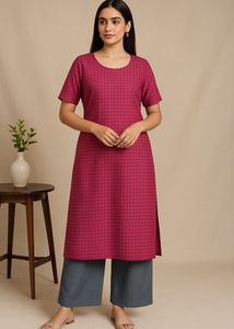 Magenta Printed Kurta Set