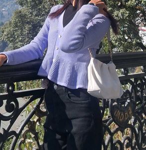 Cropped Peplum Cardigan