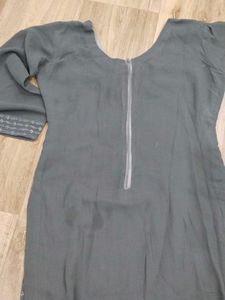 Embroidered Grey Dupatta Kameez Suit