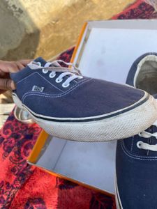 New Navy Blue Sneakers With White Strap