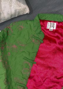 Embroidered Green Asian Jacket