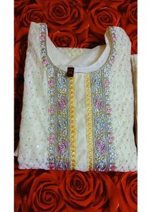 White Colour Kurta Set For Women