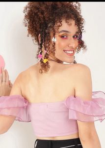 Pink Ruffle Sleeve Tube Top (new with tag)
