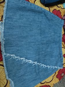 Frayed Denim Mini Skirt