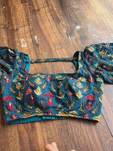 PEACOCK GREEN COLORED EMBROIDERED BLOUSE