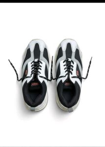 Vintage White &amp; Black Athletic Sneakers