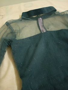 Elegant Charcoal Mesh Dress