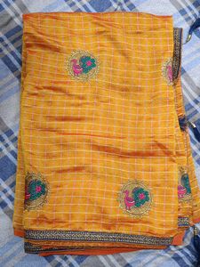 Yellow Peacock Design Saree