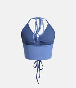 Blue Halter Tie Crop Top