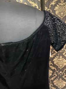 Black Velvet Embellished Maxi Dress