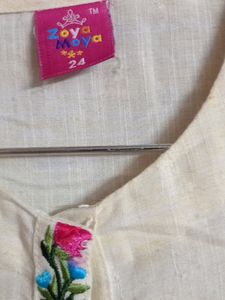 Kurti For 5-7 Yrs Girls, Embroidered pocket