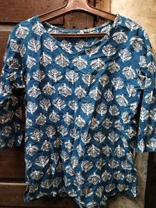Leaf Print Blue Top